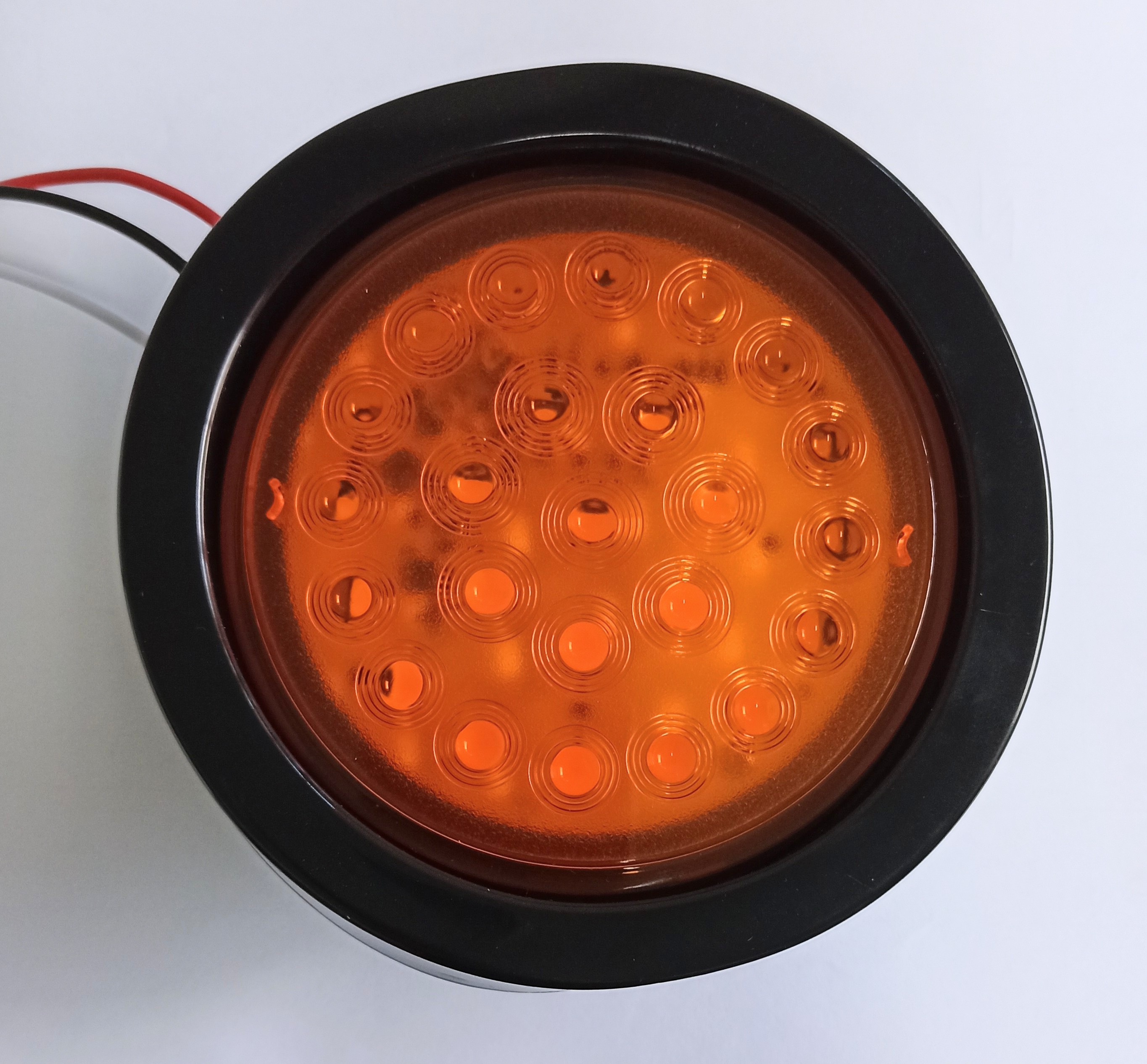 FAROL  4"  12-24V 24 LED REDONDO AMBAR ARO HULE LUZ FIJA