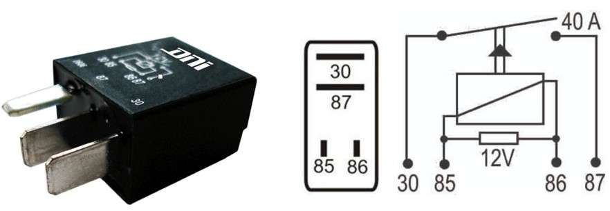 MINI RELE 4 PAT 12V 30A