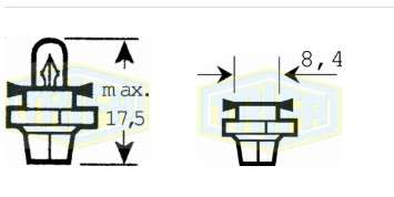 BOMBILLO TABLERO 12V 1.1W BX8,4D BASE PLASTICA AMBAR