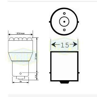 BOMBILLO 1 CONT 12V 120MA BA15S 19 LED P/CEN AMARILLO