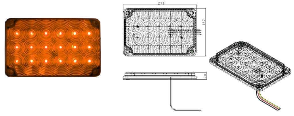 LAMPARA LED AMBAR TRASERA MULTIVOLTAJE