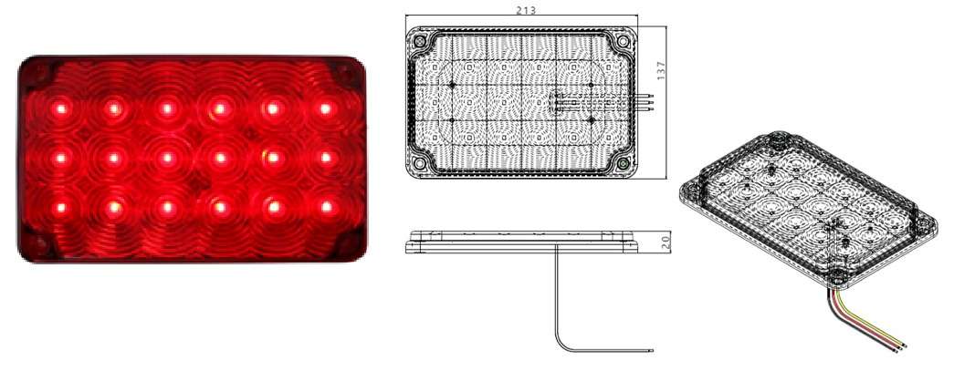 LAMPARA LED ROJO TRASERA MULTIVOLTAJE