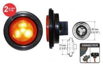 FAROL REDONDO 2 1/2" AMBAR 4LED MULTIVOLTAJE CON CONECTOR