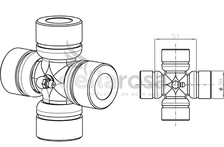 CRUZ BARRA TRANSMISION MB 344/345/384 BRAS   EQUIV. U-730