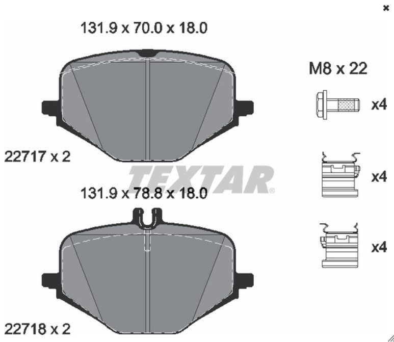 JGO FIBRAS TRASERAS C167 V167 X167 W463 C63 AMG TEXTAR