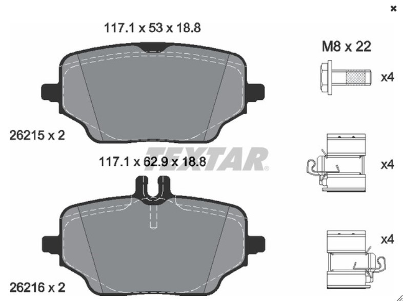 JGO FIBRAS FRENO TRASERO W167 GLE 300 D 4 MATIC TEXTAR