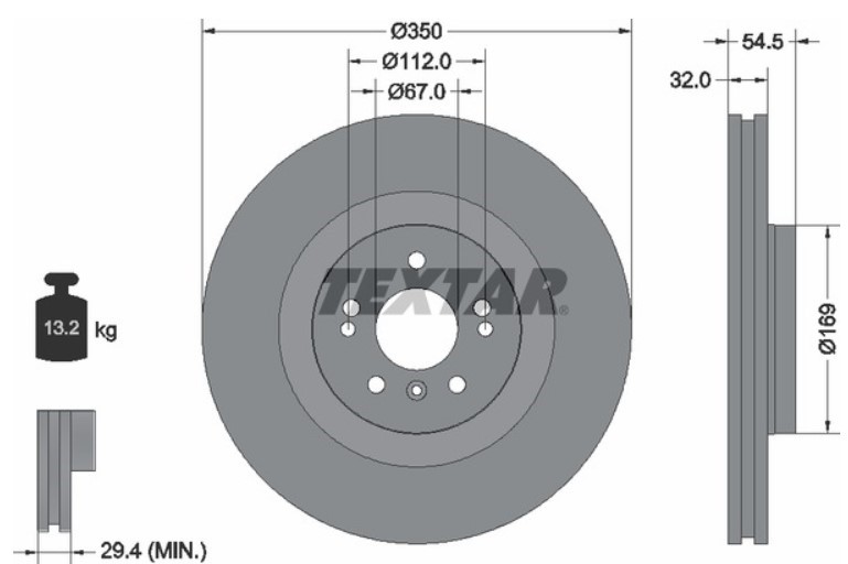 DISCO FRENOS DELANTERO  ML W164 R W251 TEXTAR