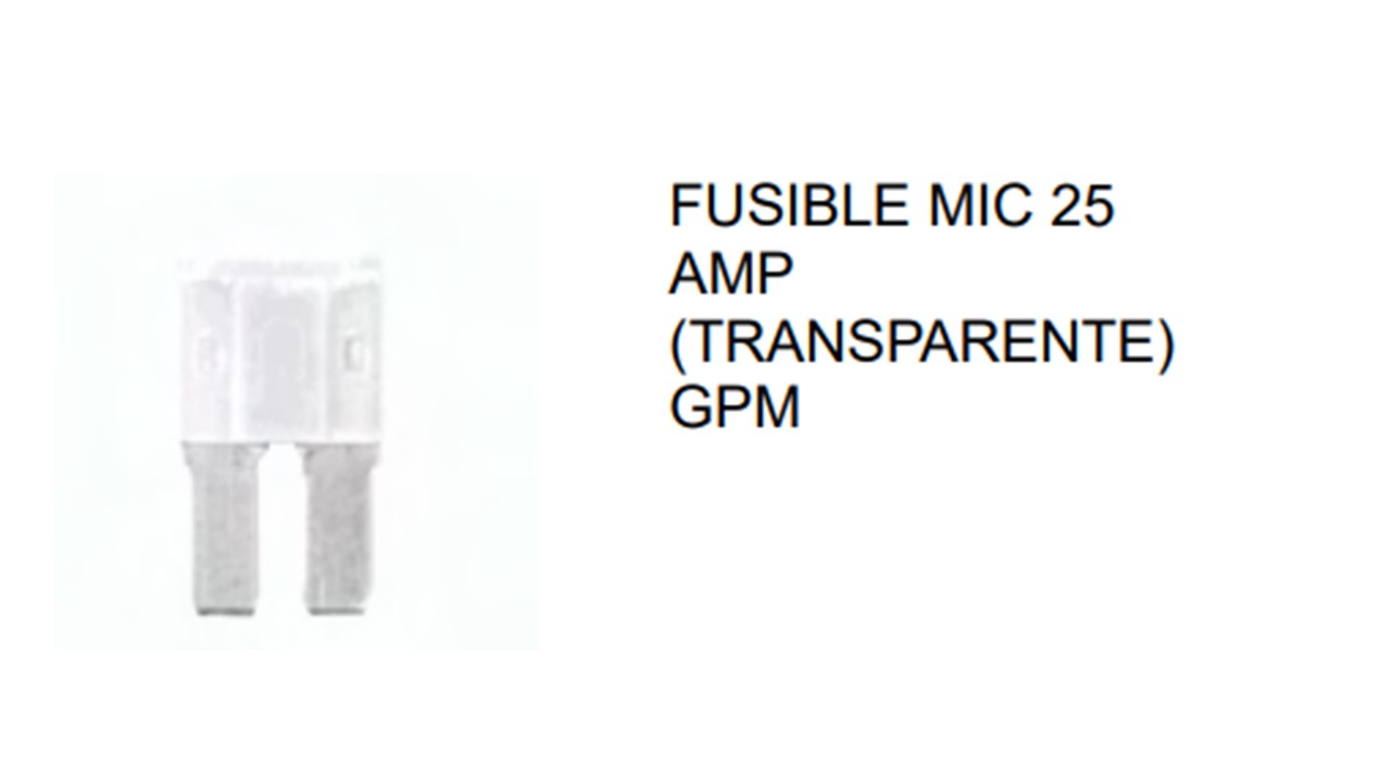 FUSIBLE MIC MINI 25A TRANSPARENTE PATA LARGA