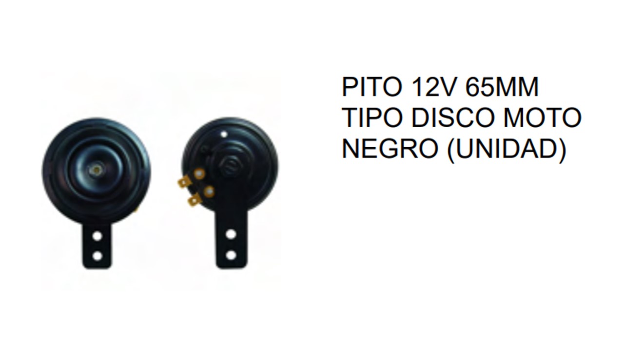 PITO DISCO 12V NEGRO MOTO  65MM