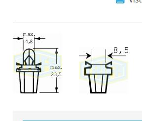 BOMBILLO TABLERO 12V 1.2W BAX 10DS BASE PLASTICA