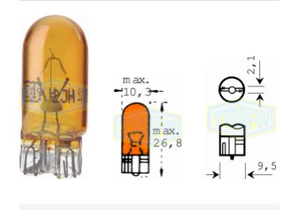 BOMBILLO TODO VIDRIO PEQUEÑO AMBAR 12V 5W (158)