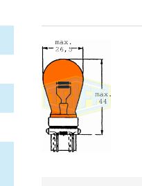 BOMBILLO TODO VIDRIO BASE PLASTICA. 2 CONT. 12V. AMBAR